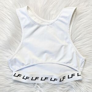 LF Cutout Sports Bra Crop Top White and Black Size Medium